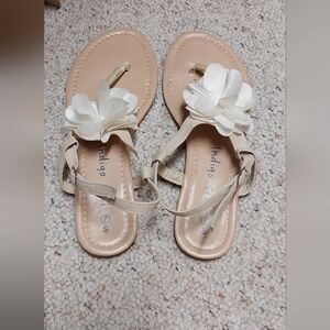 Indigo Women's Tan Sandals with White Floral Detail